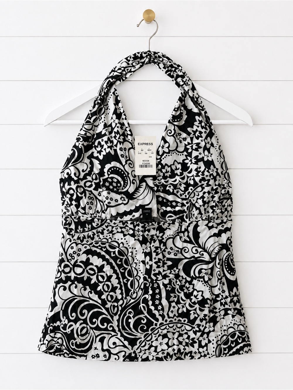 Chic Black and White Fitted Halter Tank